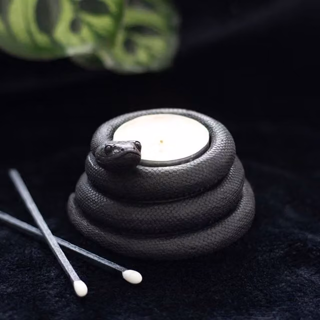 Kingsbury Gifts Snake Tealight Holder in Black