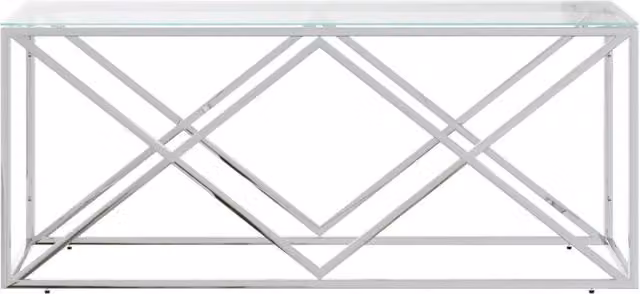 Berkfield Home Decorative Coffee Table in Silver Stainless Steel and Glass, W/D/H: 110 x 45 x 45 cm