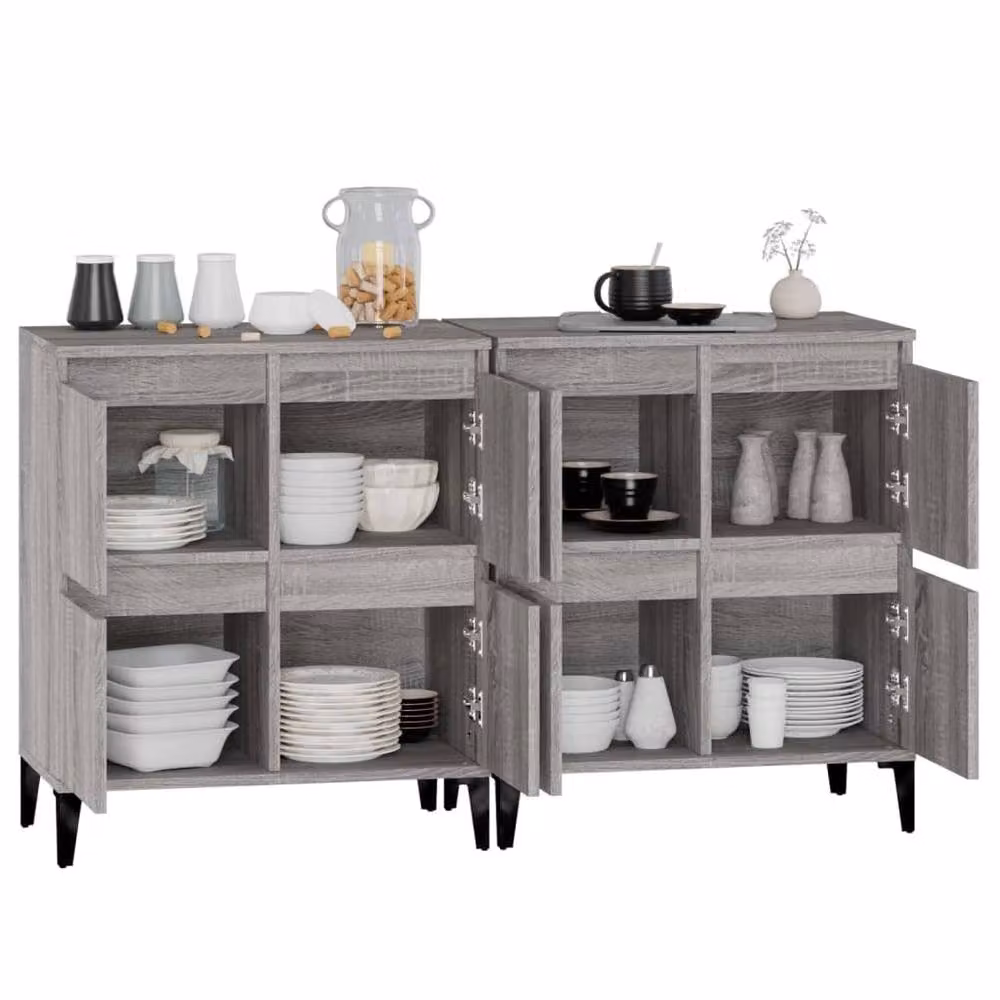 Berkfield Home Set of 2 Grey Sonoma Sideboards, W/D/H: 60 x 35 x 70 cm – 2
