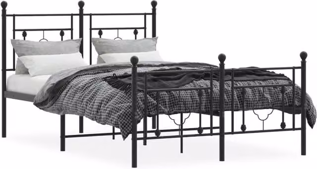 Berkfield Home Metal Bed Frame with Footboard, Black, W/D/H: 120 x 190 cm – 1