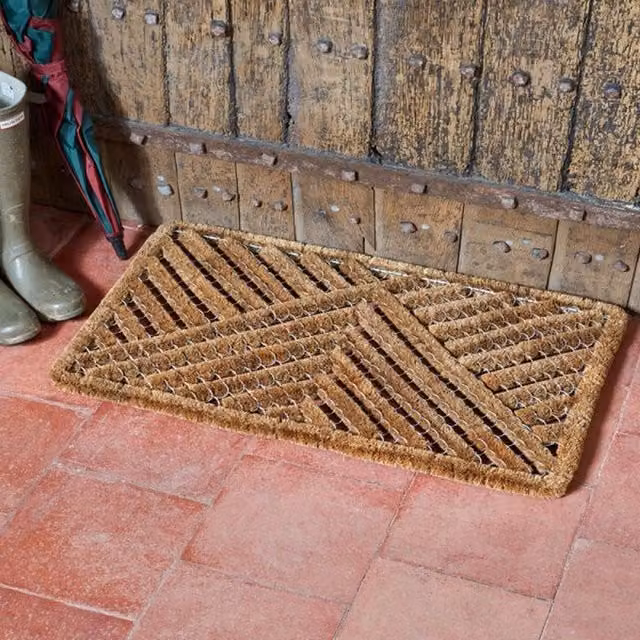 Garden Mile Brown Coir Wire Brush Rectangular Door Mat