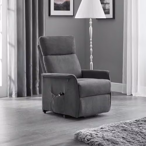 Julian Bowen Helena Powered Rise and Recline Chair in Charcoal Grey Velvet – 1