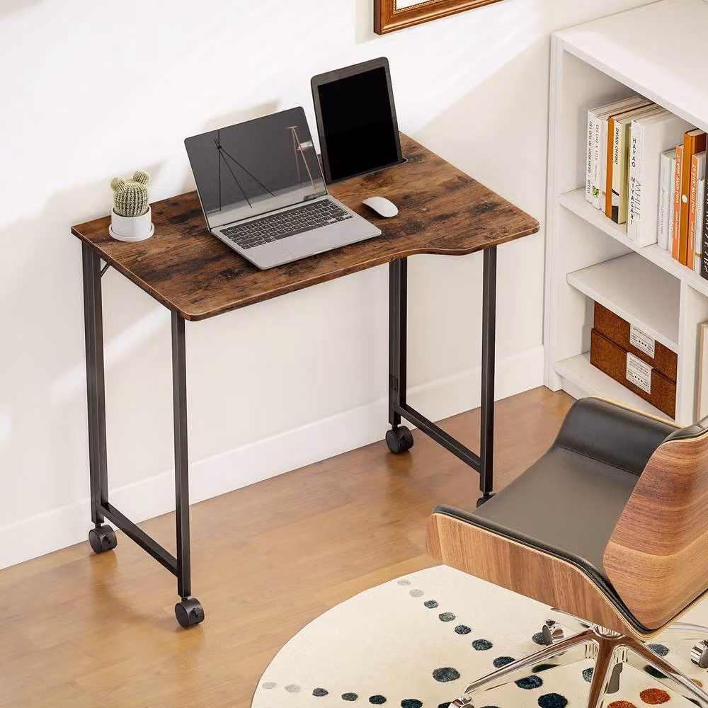Rolipo Small Folding Writing Desk with Castors in Brown – 4