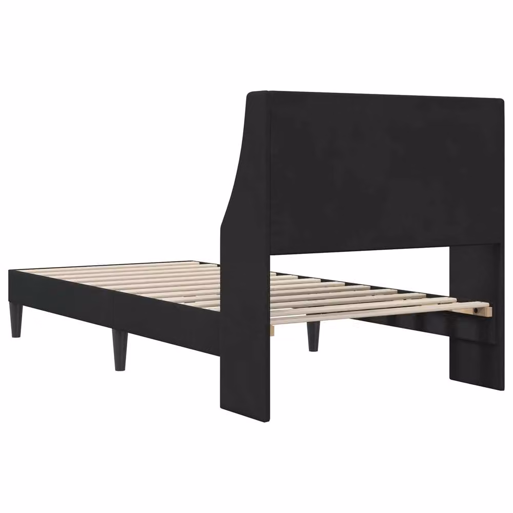 Berkfield Home Black Velvet Bed Frame with Headboard W/D/H: 90 x 190 cm – 4