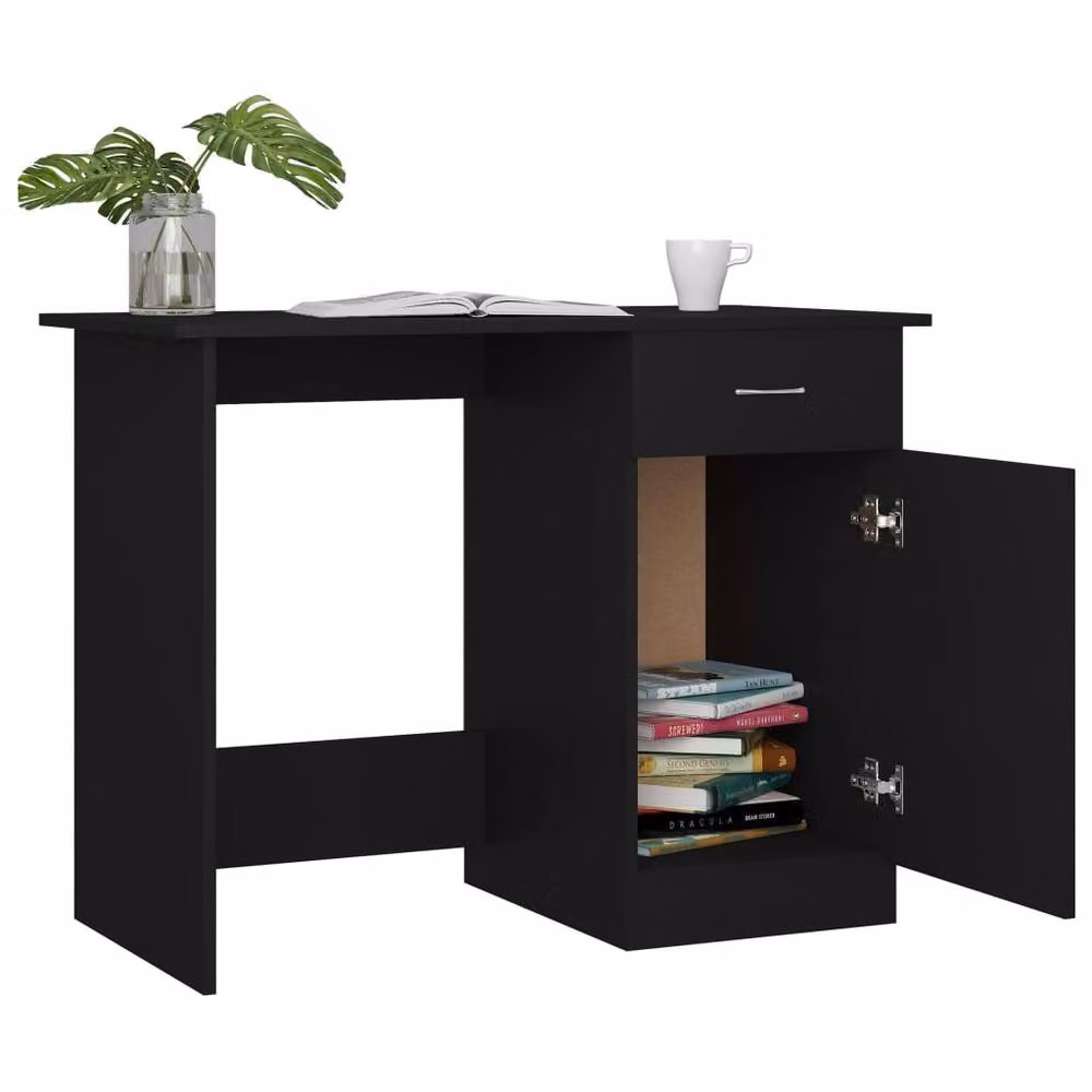 Berkfield Home Modern Black Writing Desk in MDF, W/D/H: 100 x 50 x 76 cm – 5