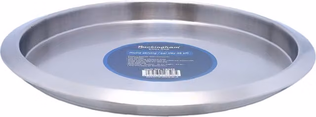 Buckingham Stainless Steel Round Serving Tray, 35 cm, Silver Matt Finish