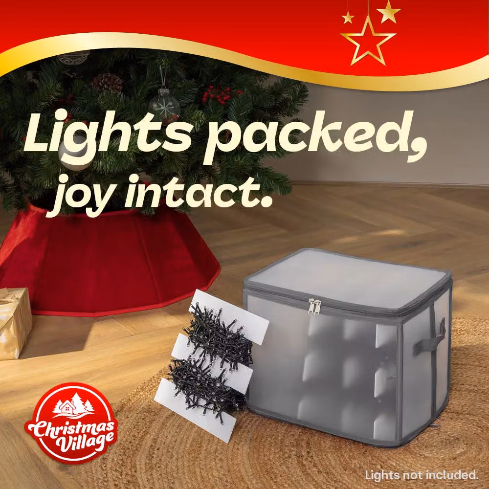 Christmas Village Christmas Light Storage Bag, Grey, W/D/H: 32.0 x 25.0 x 25.0 cm – 2