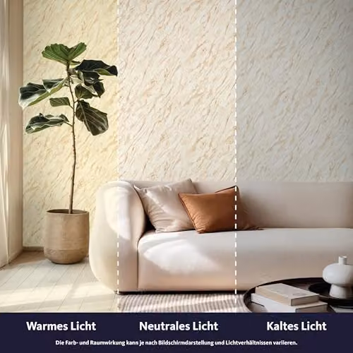 Rasch Self-Adhesive Abstract Marble Look Non-Woven Wallpaper in White, Brown, Gold and Beige – 4