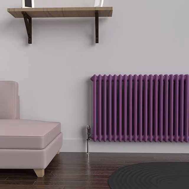 Lux Heat Horizontal Column Radiator in Pretty Plum Purple, W/H: 60.0 x 137.0 cm