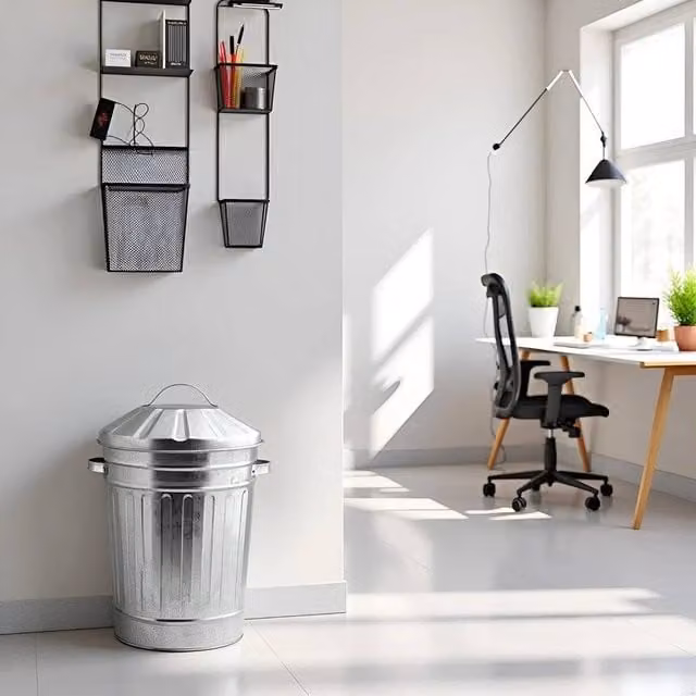 EONLION 15 Litre Metal Anti-Rust Waste and Recycling Bin with Flip Lid, Silver