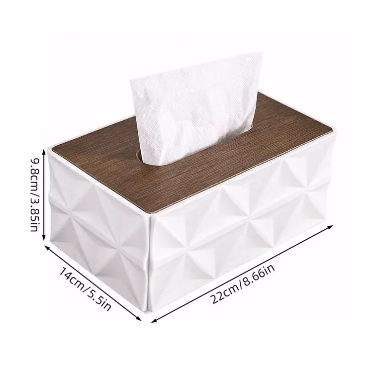 VOGREX Large Capacity Square Plastic Tissue Box with Lid in White and Brown