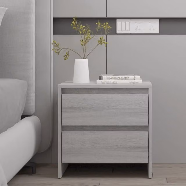 Berkfield Home Bedside Cabinet in Grey Sonoma, W: 45 cm, D: 34.5 cm, H: 44.5 cm