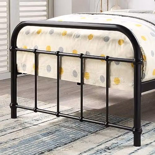 SlumberWorx TEWIN Vintage Hospital Style Black Metal Bed Frame, Single, 90 x 190 cm – 4