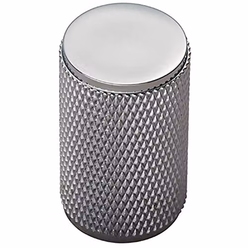 Loops Knurled Cylindrical Cupboard Door Knob in Chrome