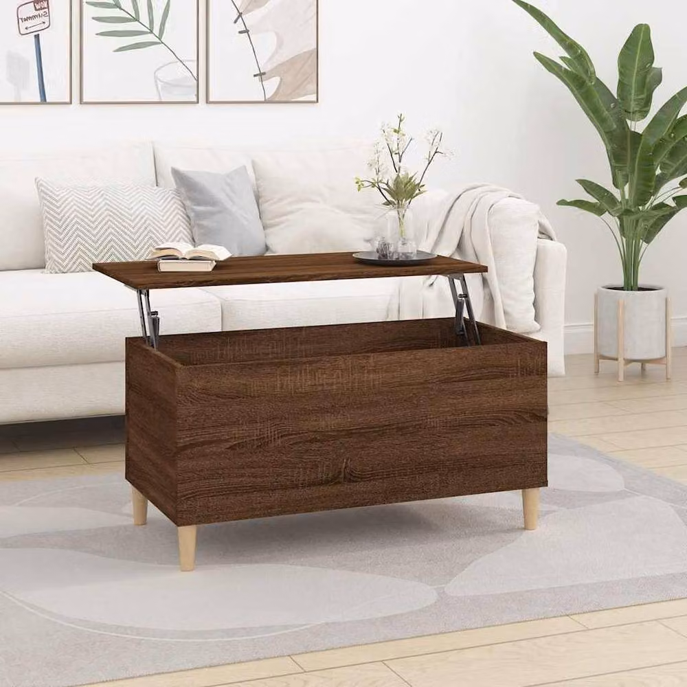 Berkfield Home Brown Oak Coffee Table with Lift Mechanism, W: 90 cm, D: 44.5 cm, H: 45 cm – 2