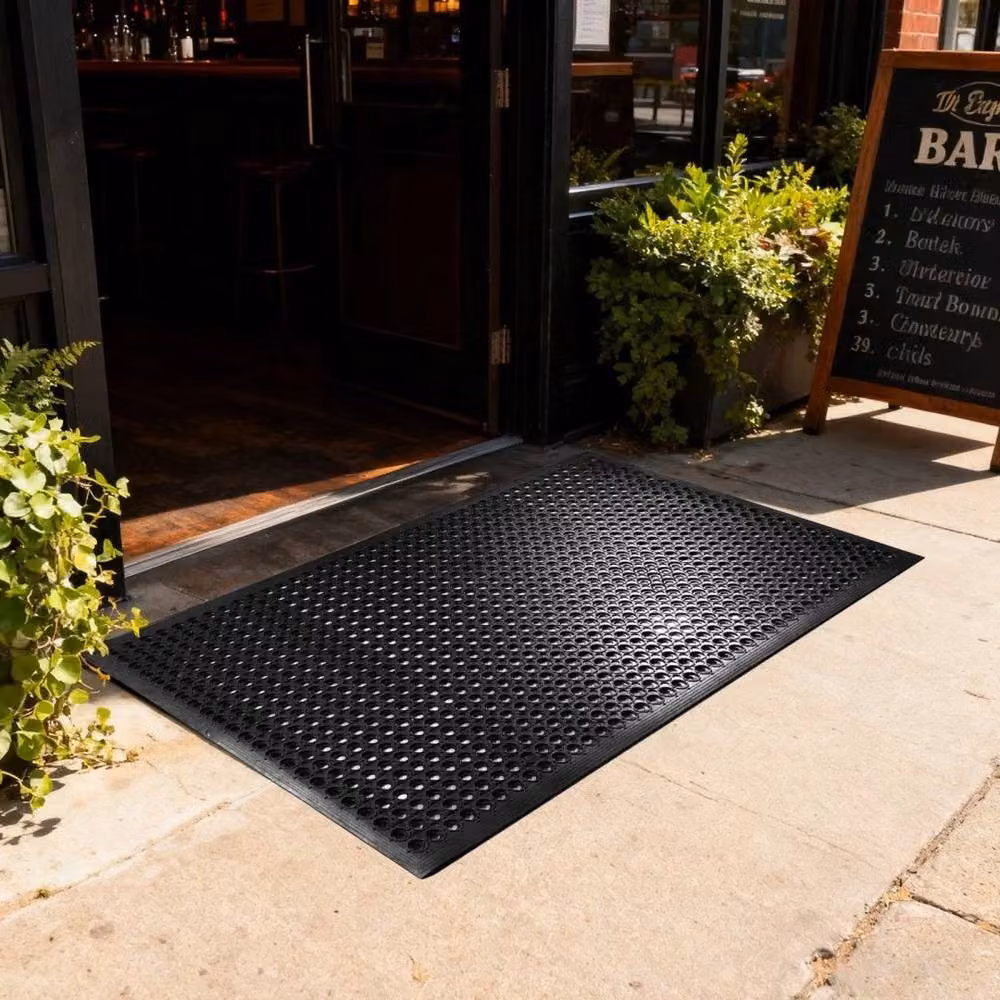 SPETLEK Non-Slip Heavy Duty Rubber Outdoor Door Mat in Black, W: 60 cm, D: 90 cm – 6