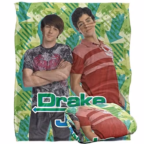 Logovision Nickelodeon Drake & Josh Logo Super Soft Fleece Throw Blanket, White and Multicolour, W/D/H: 152 x 127 cm