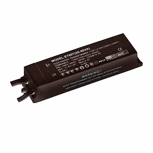 Loops 12V Dimmable Electronic Transformer Driver, 20W to 60W, Black – 1