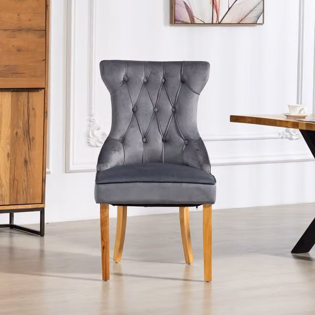 Artemis Home Martina Velvet Fabric Dining Chairs, Set of 2, Grey