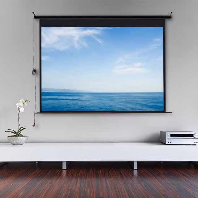 Livingandhome 100 Inch Large Electric Motorised Projector Screen with 4:3 Aspect Ratio in Black and White
