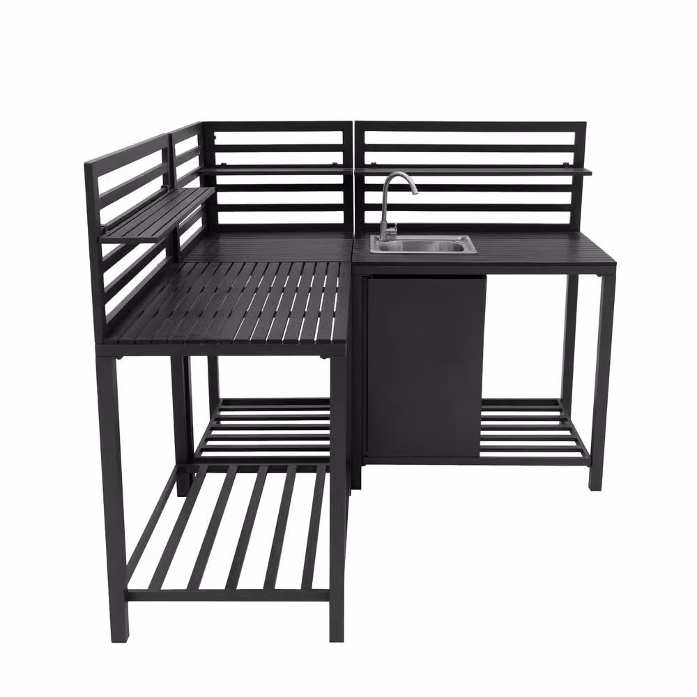 Monstershop 3-Piece Aluminium Outdoor Kitchen Set in Grey – 3
