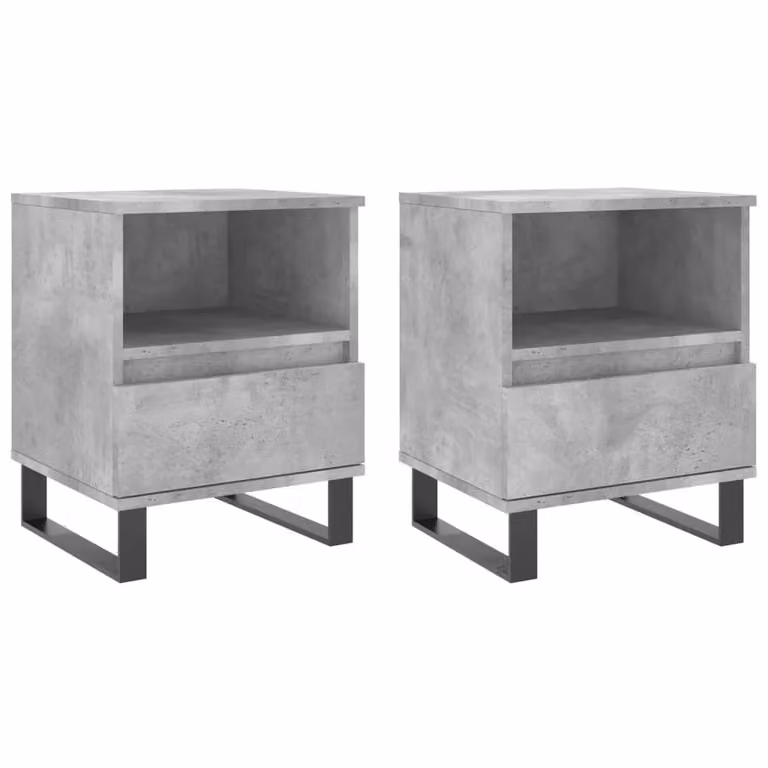Berkfield Home Set of 2 Modern Bedside Cabinets in Concrete Grey, W/D/H: 40 x 35 x 50 cm