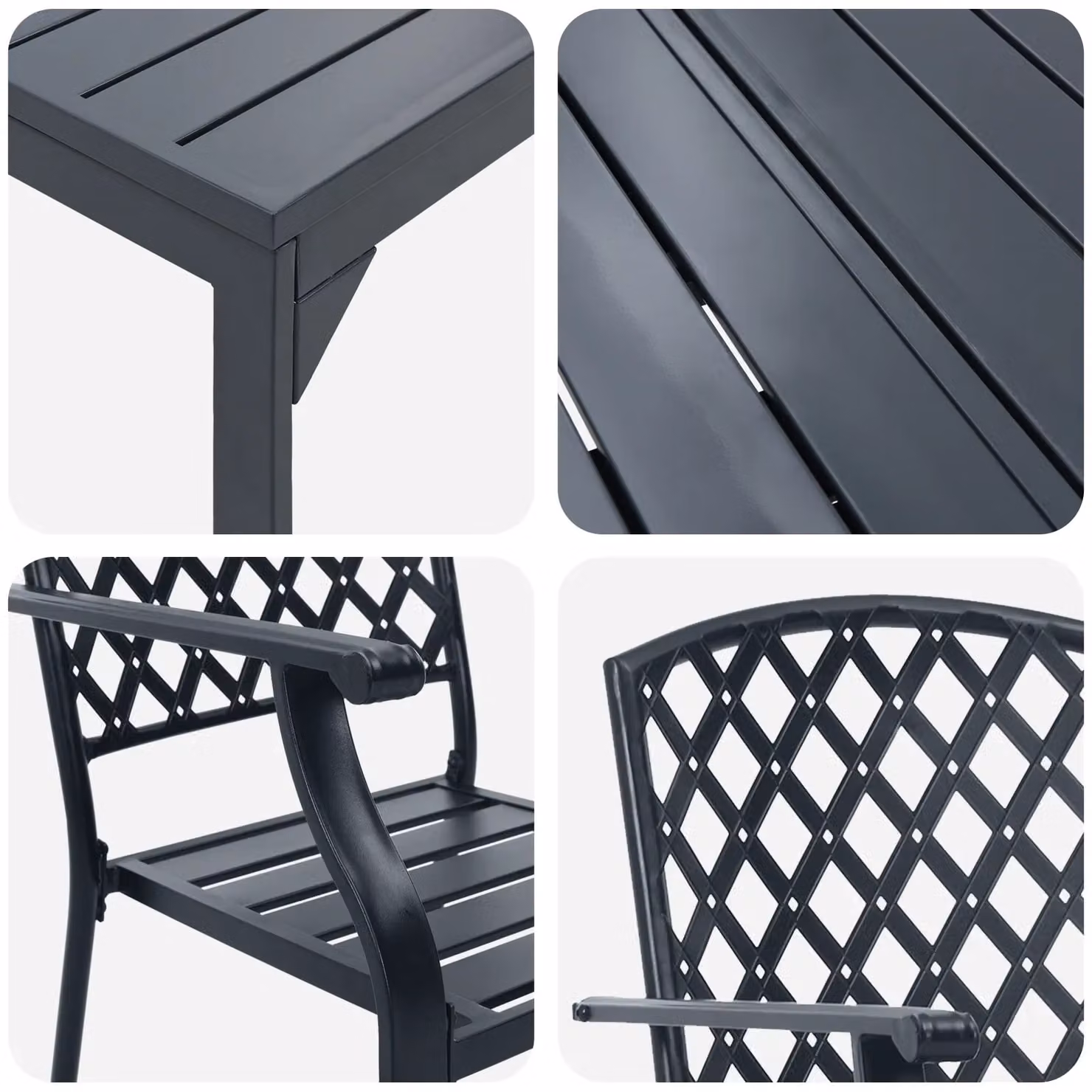 Berkfield Home 7 Piece Modern Anthracite Steel Garden Dining Set – 4