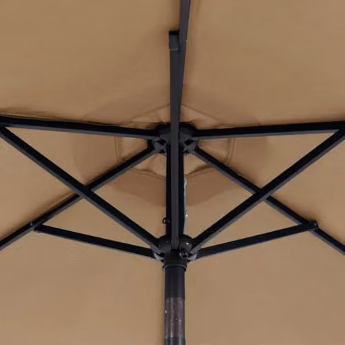 vidaXL Garden Parasol with LEDs and Steel Pole, Beige, W/D/H: 225 x 225 x 212 cm – 6