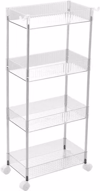Living and Home 3-Tier Transparent Rolling Storage Cart in Clear