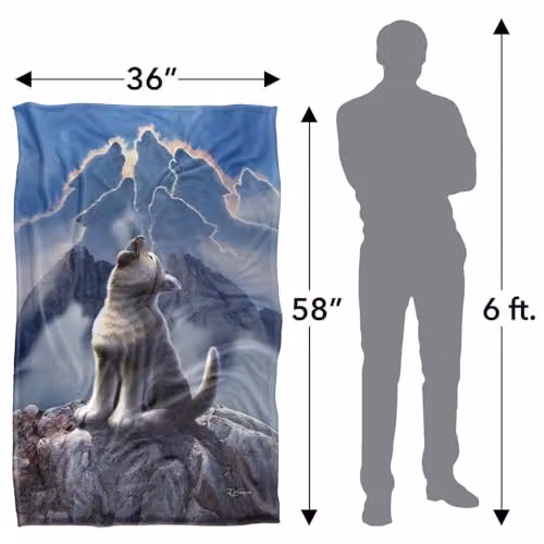 JQ Licensing Jlo Baby Wolf Howling Super Soft Silky Touch Fleece Throw Blanket, Multicolour, W: 91 cm, D: 147 cm – 4