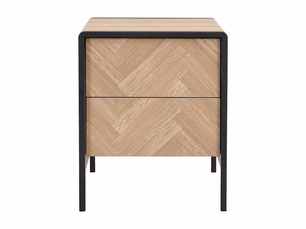 Vente-unique 2-Drawer Bedside Table in Natural and Black MDF and Metal, W/D/H: 40 x 20 x 50 cm – 2