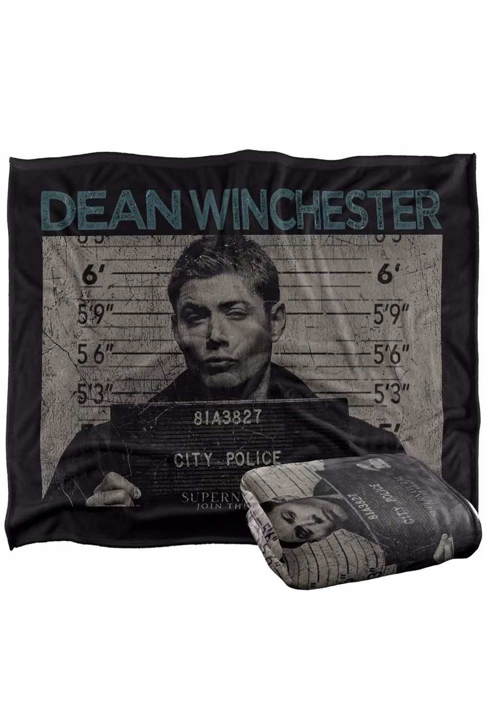 Warner Brothers Supernatural Dean Mug Shot Silky Touch Super Soft White Throw Blanket – 2