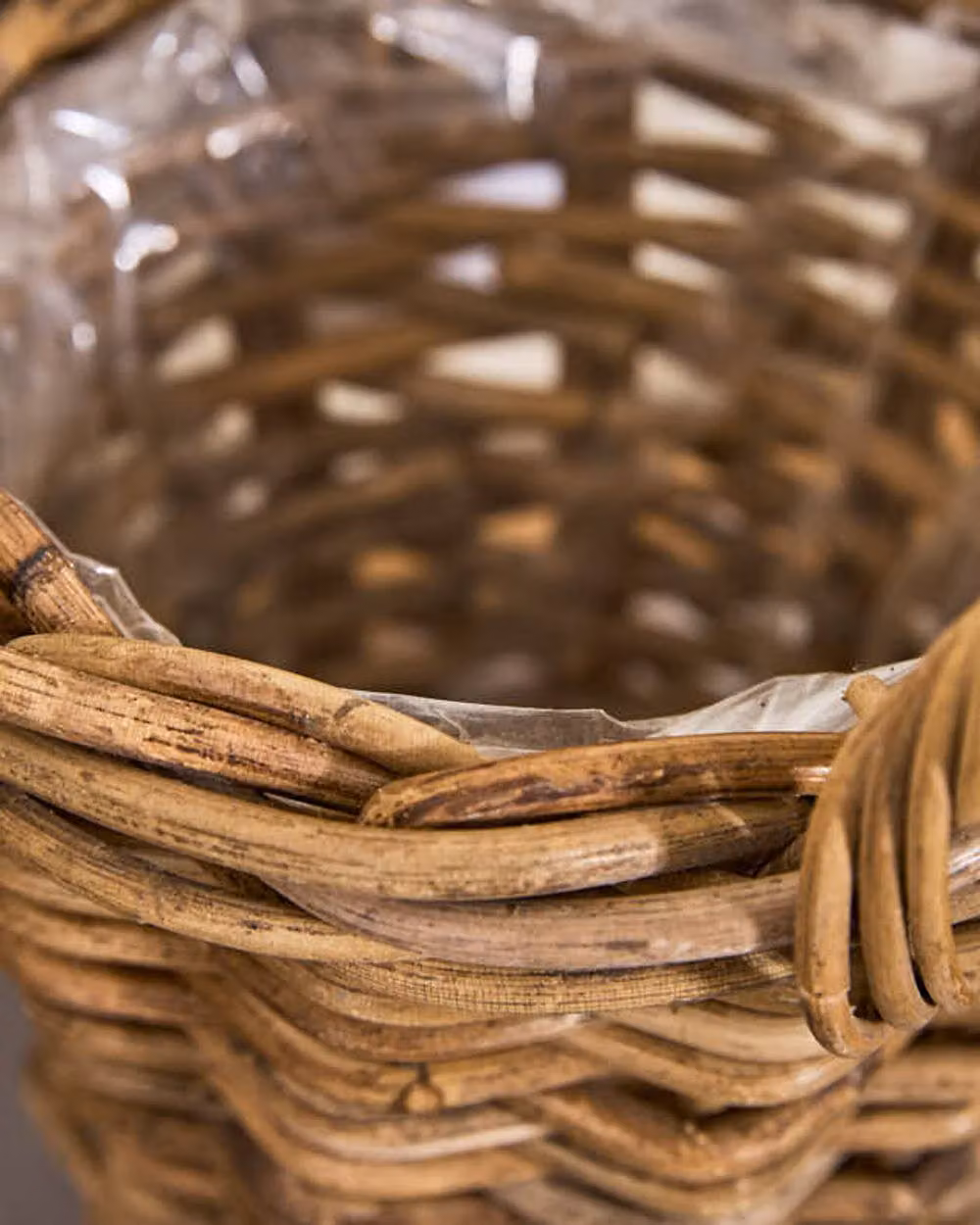 Dibor Traditional Lined XXS Wicker Planter Basket with Handles in Grey and Brown – 3