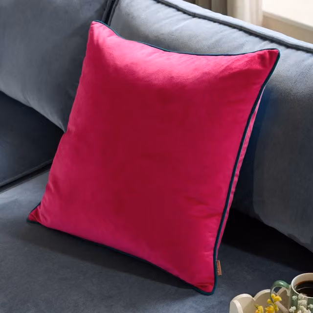 Furn Meridian Velvet Piped Square Cushion in Pink, W/D/H: 55 x 55 x 55 cm – 3