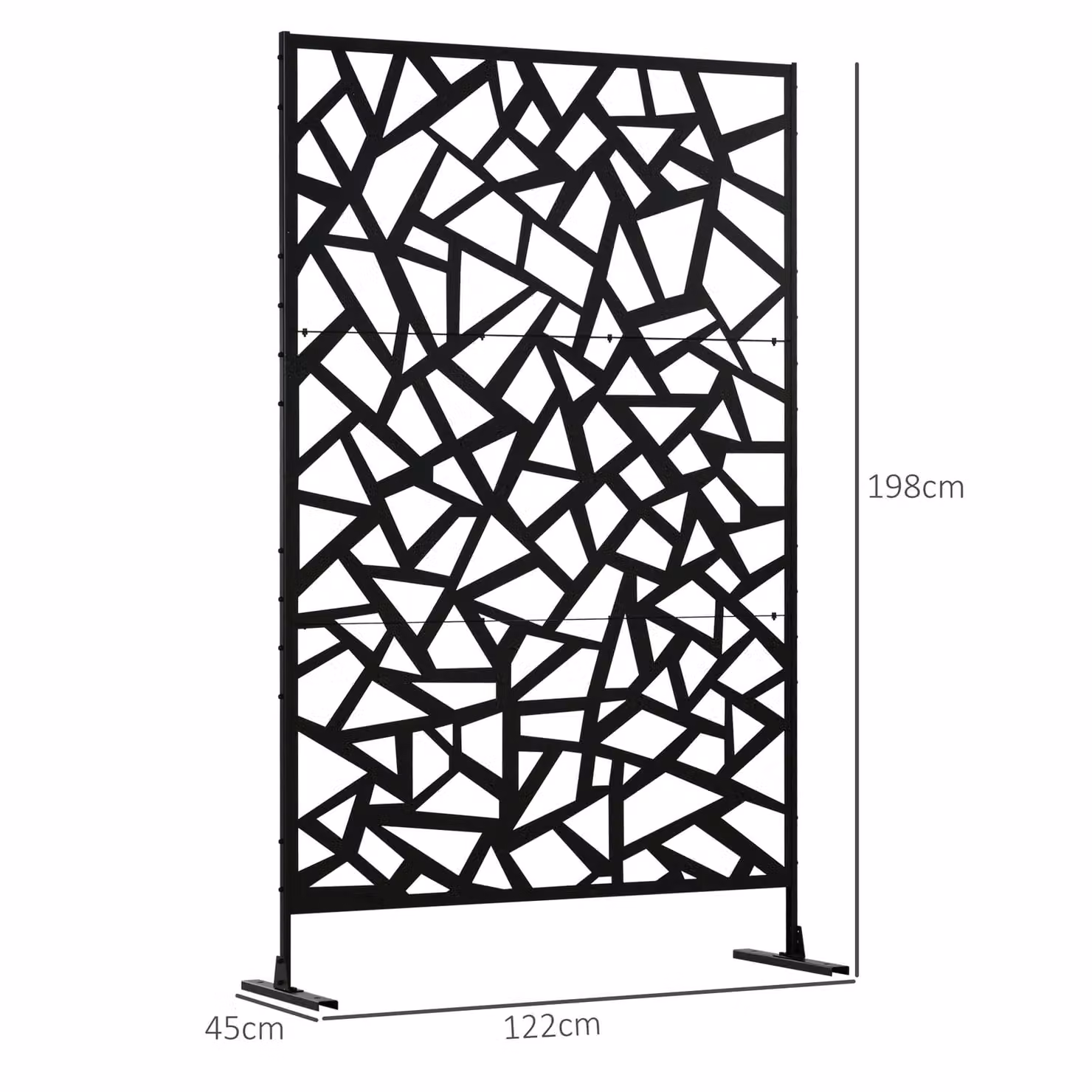 Outsunny Modern Geometric Metal Outdoor Privacy Screen in Matt Black, W/H: 198 x 122 cm – 3