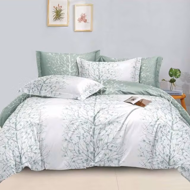 Ezysleep Green Nature Printed Duvet Set and Pillowcase, Green, Width: 135 cm
