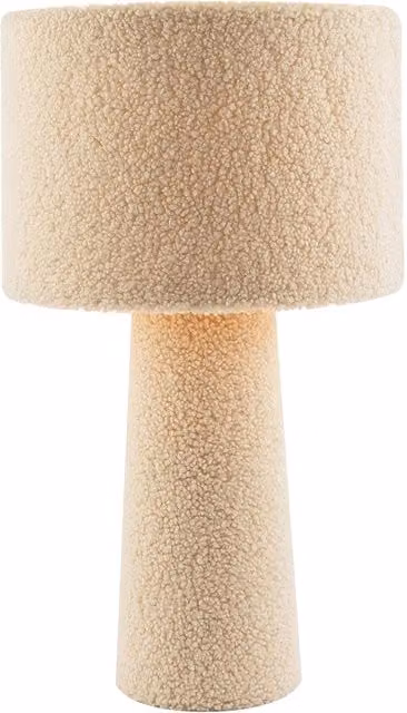Happy Homewares Designer Table Lamp in Beige with Fabric Shade and Wool Base – 1