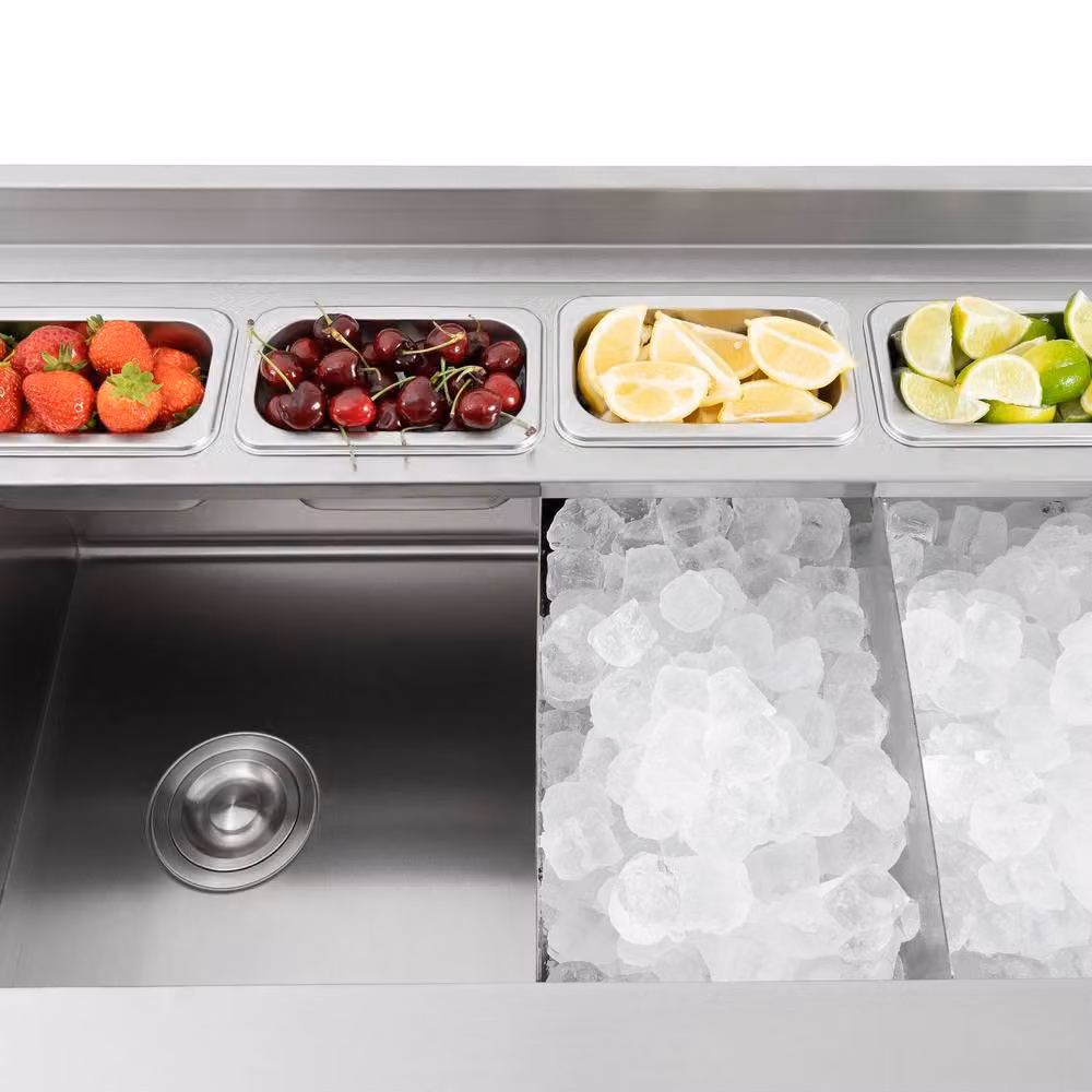 Monstershop Premium Cocktail Bar Station in Silver Stainless Steel and Glass – 3