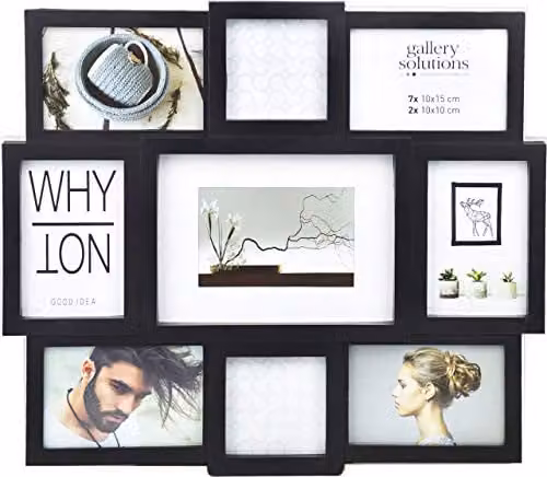 Nielsen Design Modern Multi-Aperture Wall Picture Frame in Black and White