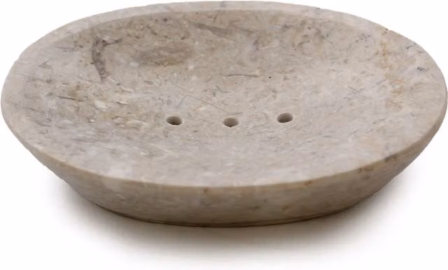 KDMD Classic Oval Cream Marble Soap Dish with Drainage