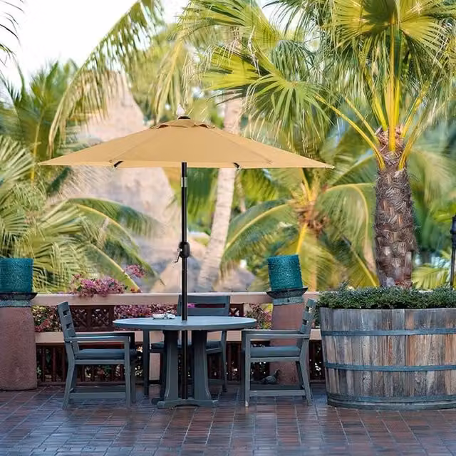 SONGMICS 30 Degree Tilt Garden Parasol Umbrella in Bronze with UPF 50 Protection