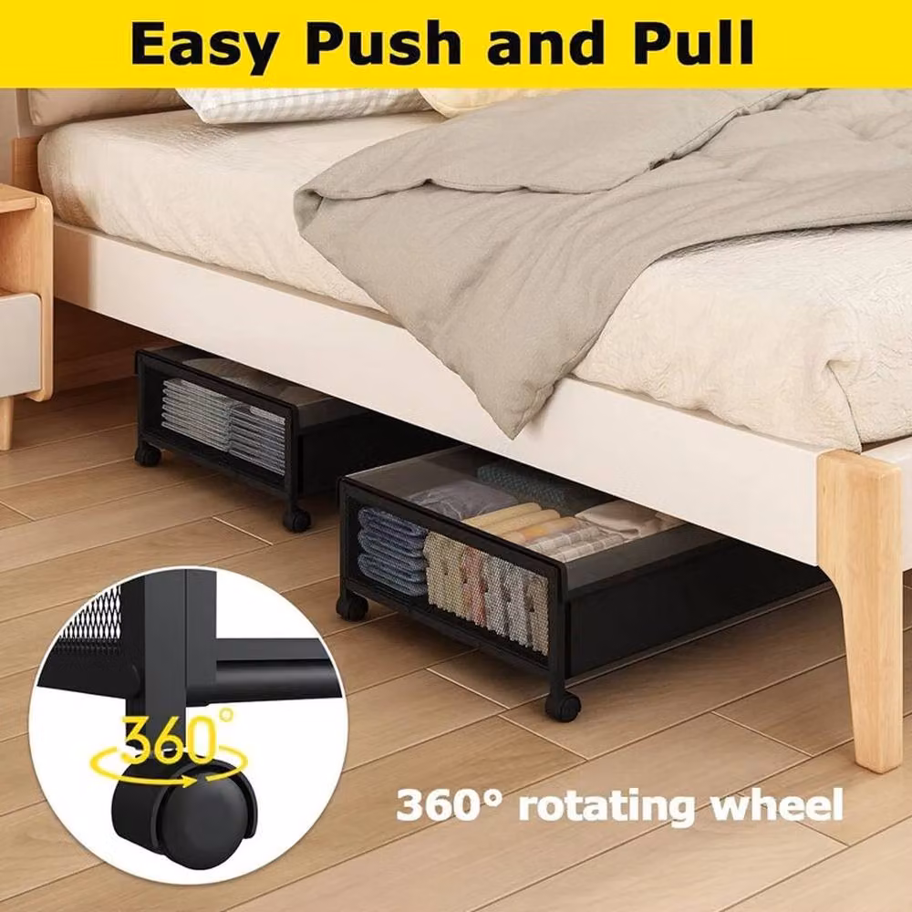EONLION Underbed Storage Box on Wheels in Black – 4
