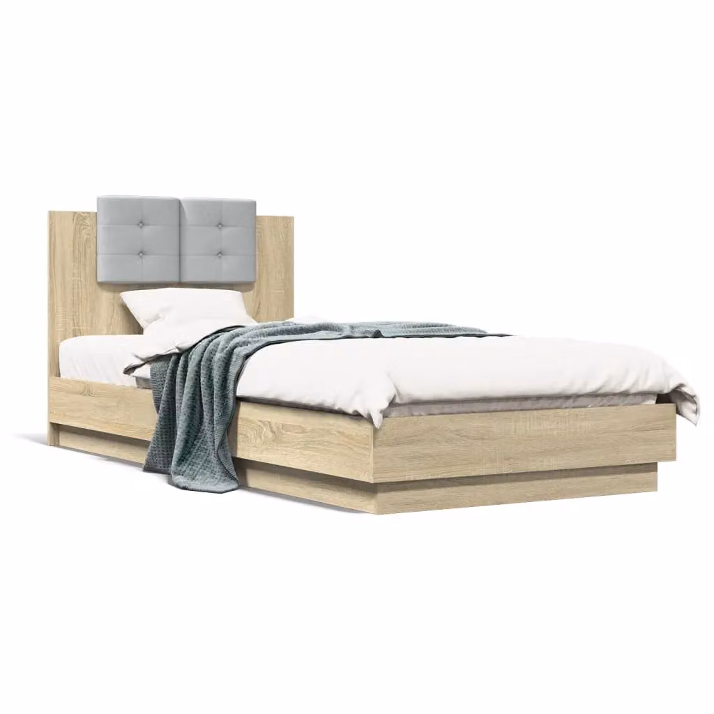 Berkfield Home Sonoma Oak Bed Frame in Brown, W/D/H: 100 x 200 cm – 2