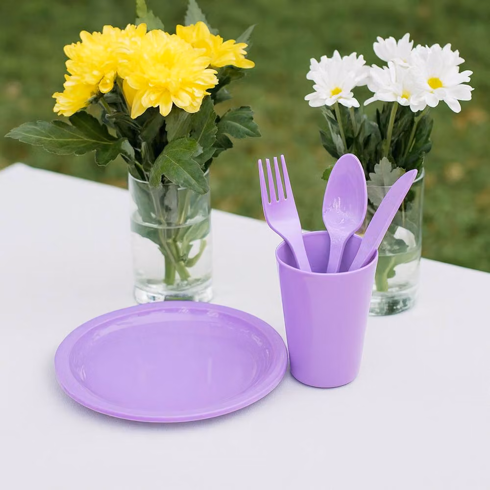 Voltico 12 Piece Reusable Multicolour Plastic Picnic Dining Set – 2