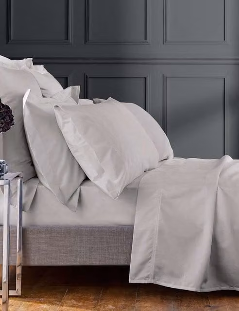 Bedeck of Belfast Egyptian Cotton 1000 Thread Count Fitted Sheet, Silver, W: 180 cm, D: 200 cm