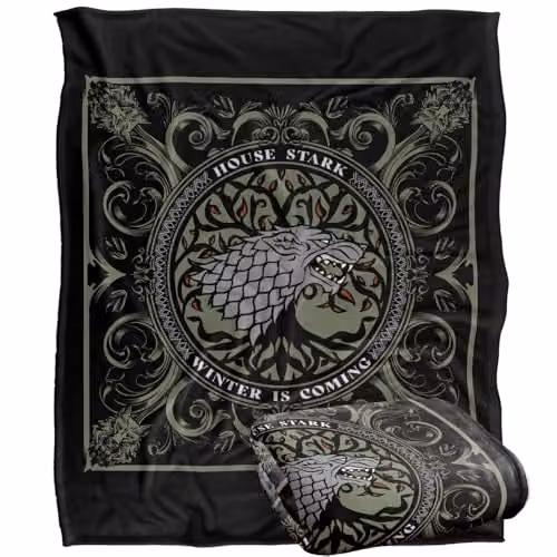 Warner Bros. Game of Thrones House Stark Super Soft Fleece Throw Blanket, Multicolour, W: 127 cm x D: 152.4 cm