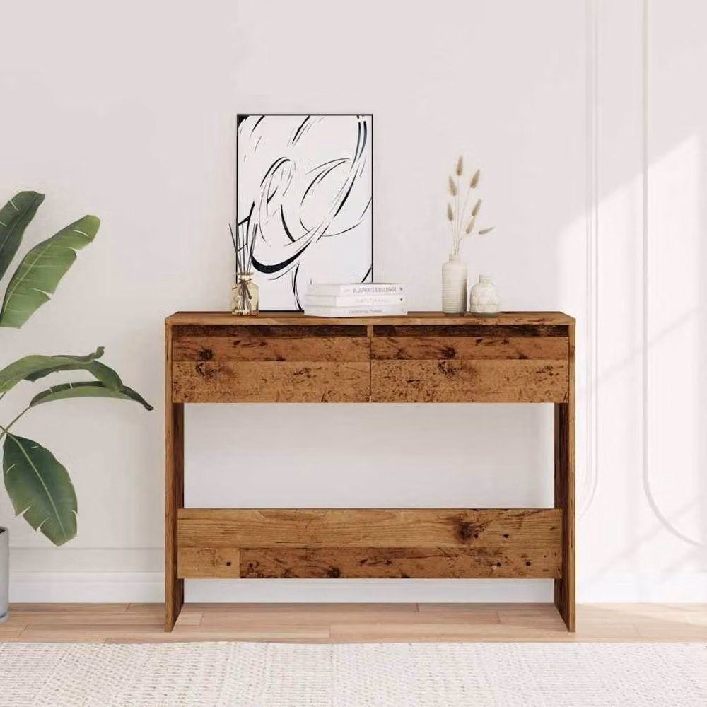 Berkfield Home Rustic Old Wood Console Table in Brown, W/D/H: 100 x 35 x 76.5 cm – 2