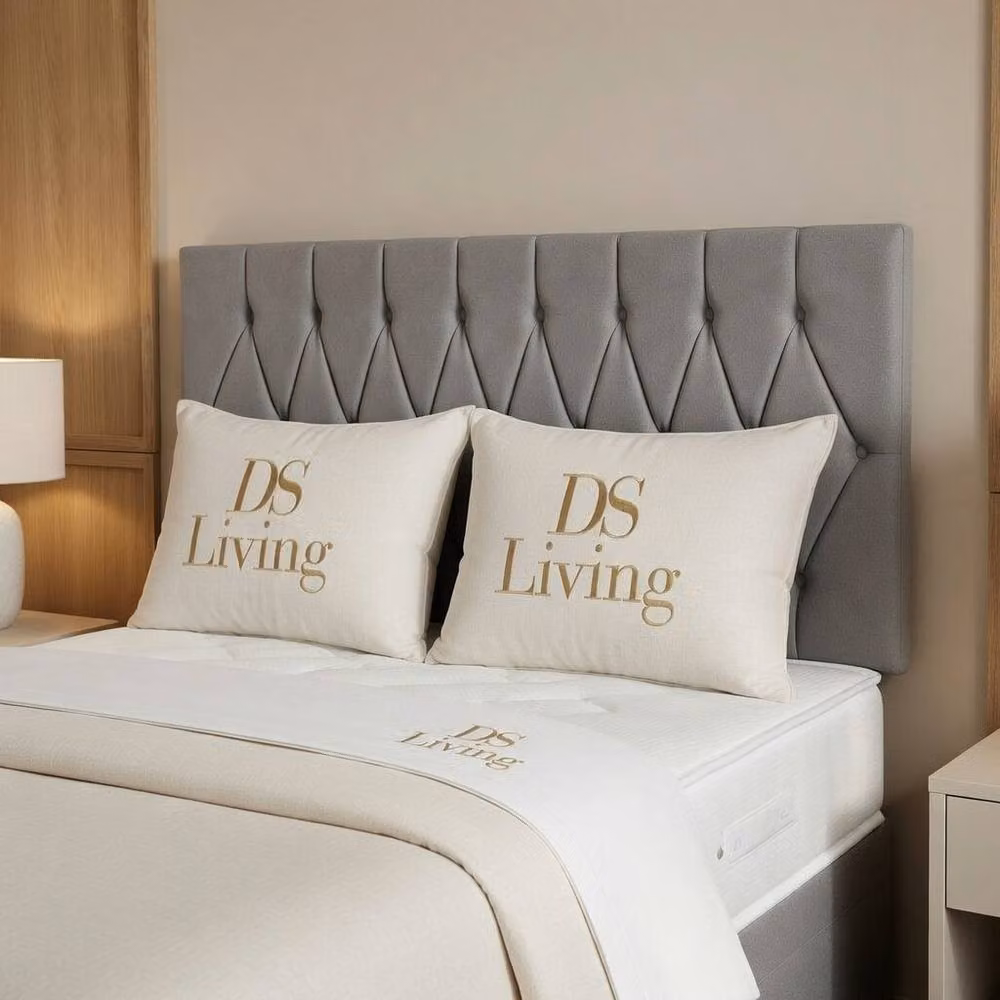 DS Living Diamond Silver Upholstered Fabric Divan Bed, W/D/H: 200 x 200 cm – 2