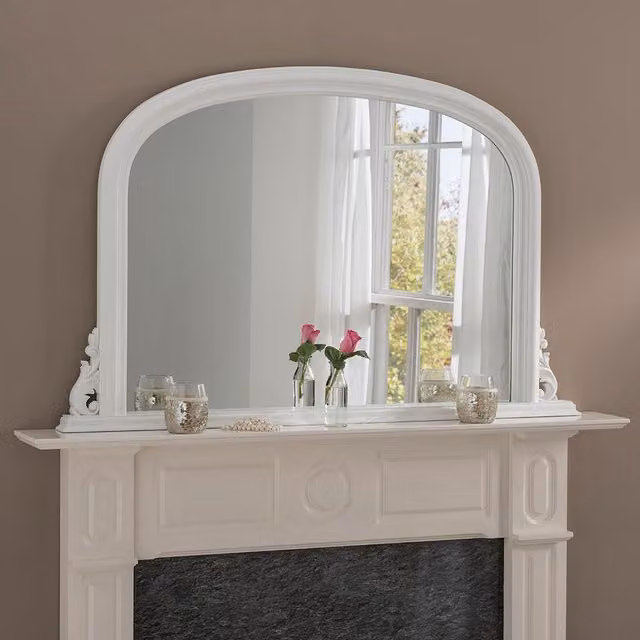 Yearn Classic Rectangular Overmantle Wall Mirror in White
