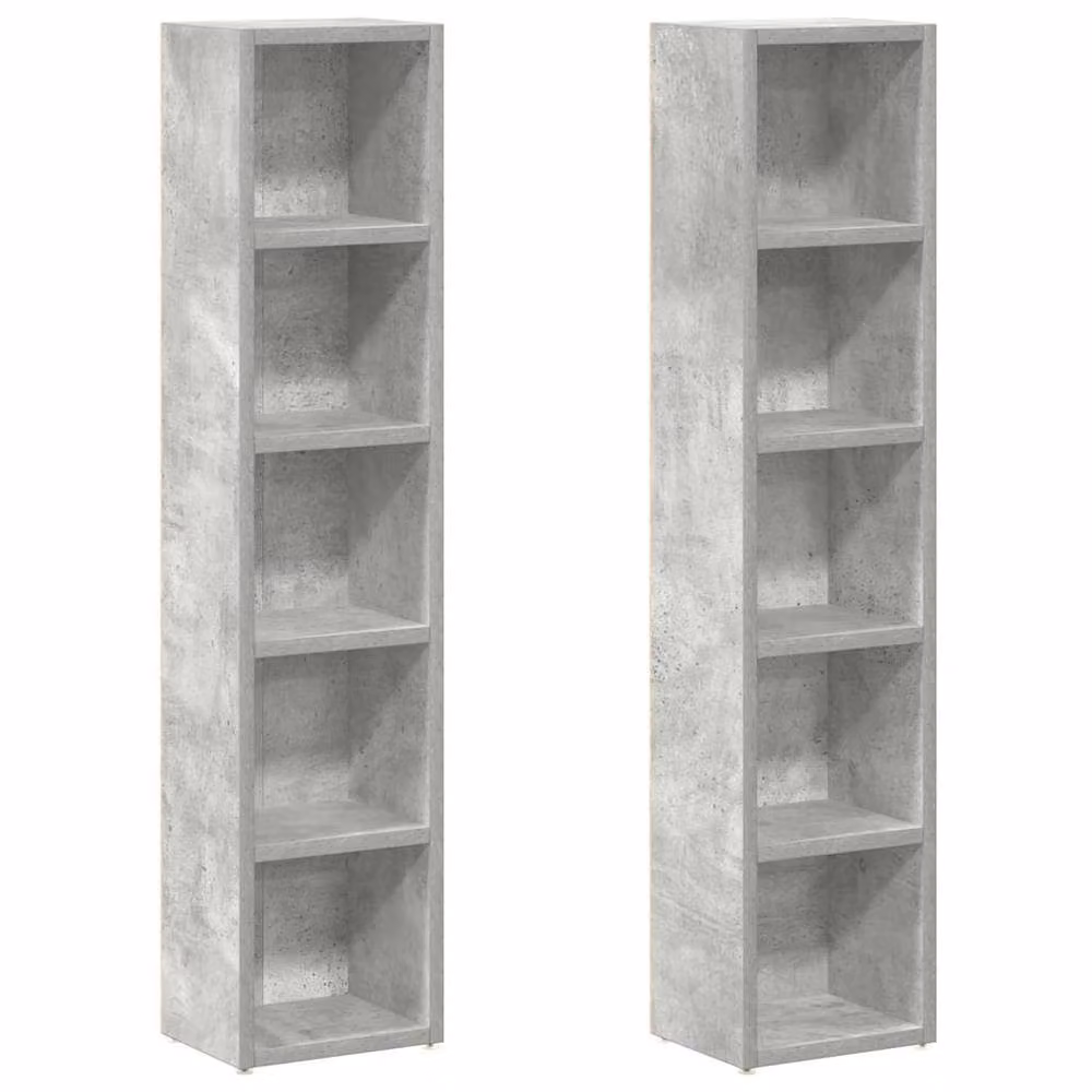 Berkfield Home Modern CD Cabinets, 2 Piece, Concrete Grey, W/D/H: 21 x 16 x 93.5 cm – 3